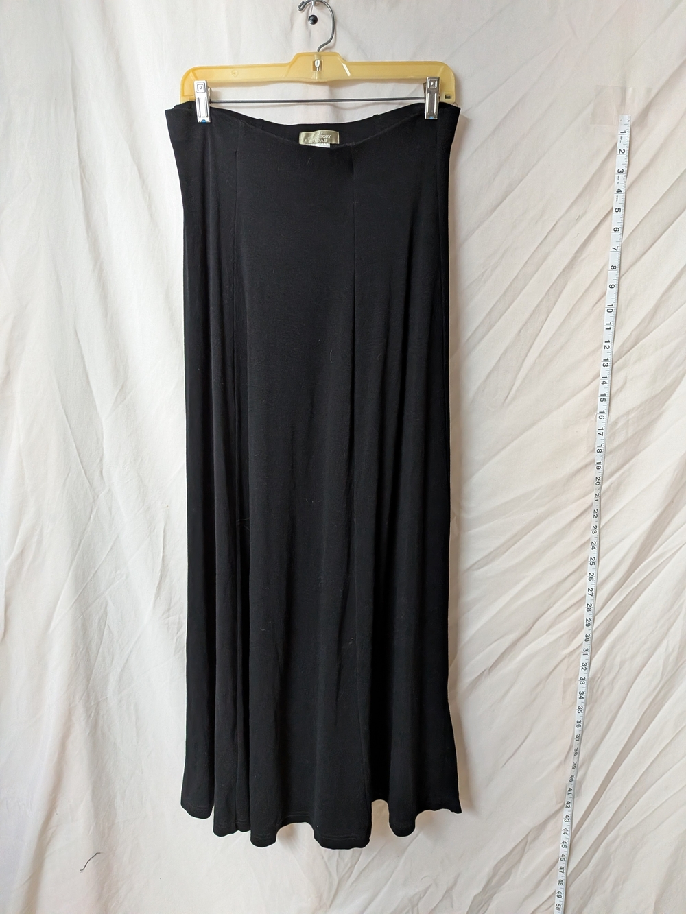 The Territory Ahead Black Tencel Maxi Skirt Knit Panel A-Line Flared Size L Cana